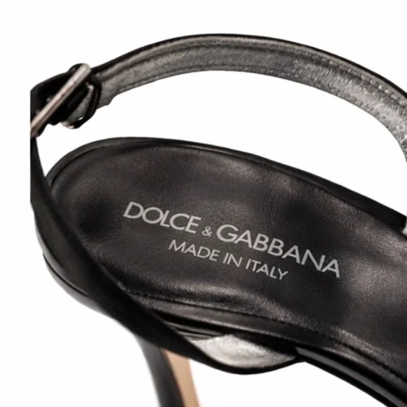 Dolce & Gabbana Black Strappy Knot Sandals Heels Ankle Strap 7.5 - Picture 3 of 3
